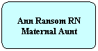 Flowchart: Alternate Process: Ann Ransom RN Maternal Aunt
